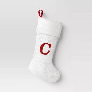 Target Stocking Wondershop Letter "C” Monogram 20 inch White Cream Knit New